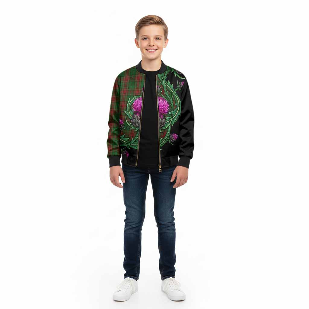 Cavan Tartan Kid Bomber Jacket Resilient Scottish Thistle - Tartan Vibes Clothing