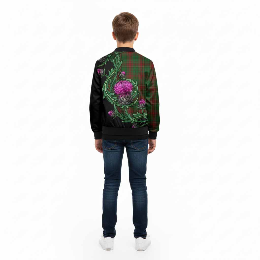 Cavan Tartan Kid Bomber Jacket Resilient Scottish Thistle - Tartan Vibes Clothing