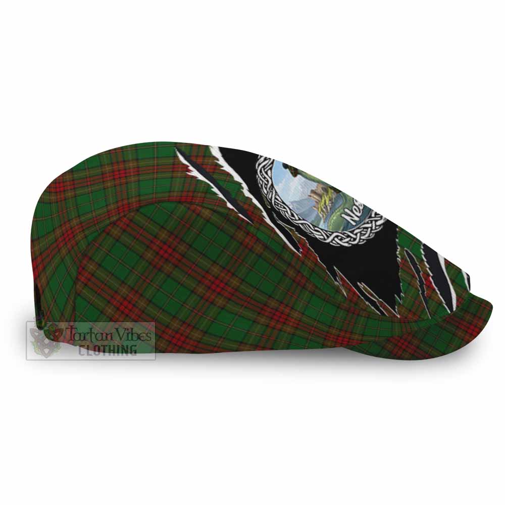 Cavan Tartan Loch Ness Monster Flat Cap, Jeff Cap Celtic Knot Nessie Art