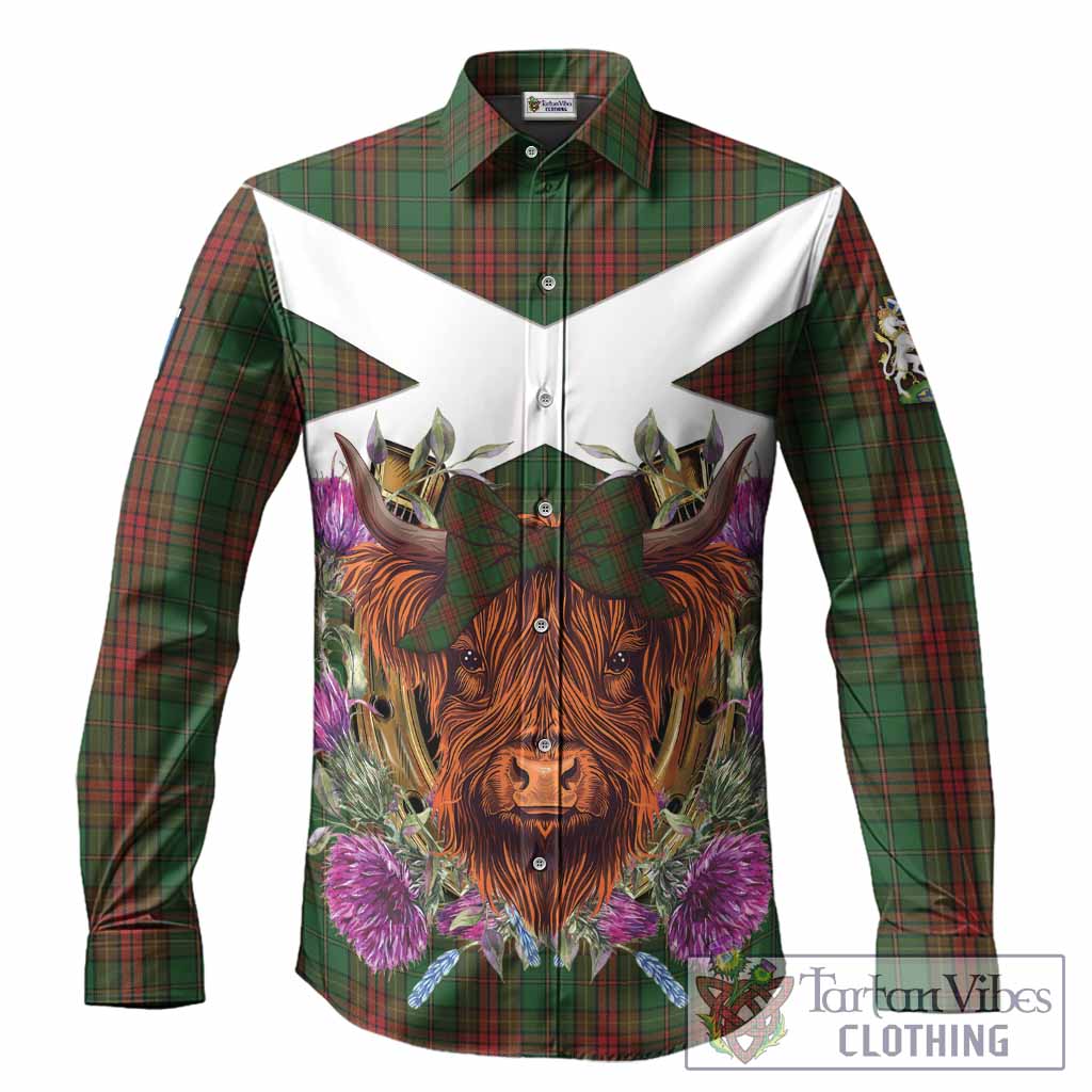 Cavan Tartan Long Sleeve Button Shirts Scottish Thistle Heilan Coo