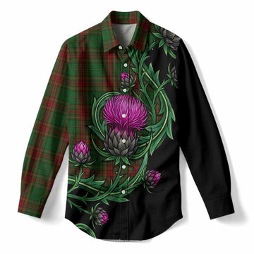Cavan Tartan Women Casual Shirt Resilient Scottish Thistle