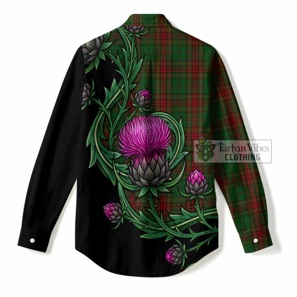 Cavan Tartan Women Casual Shirt Resilient Scottish Thistle