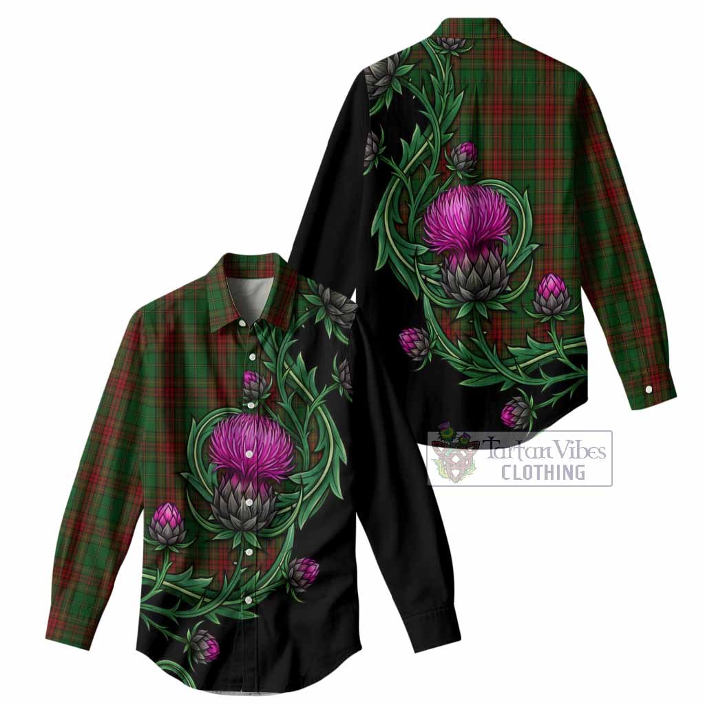 Cavan Tartan Women Casual Shirt Resilient Scottish Thistle