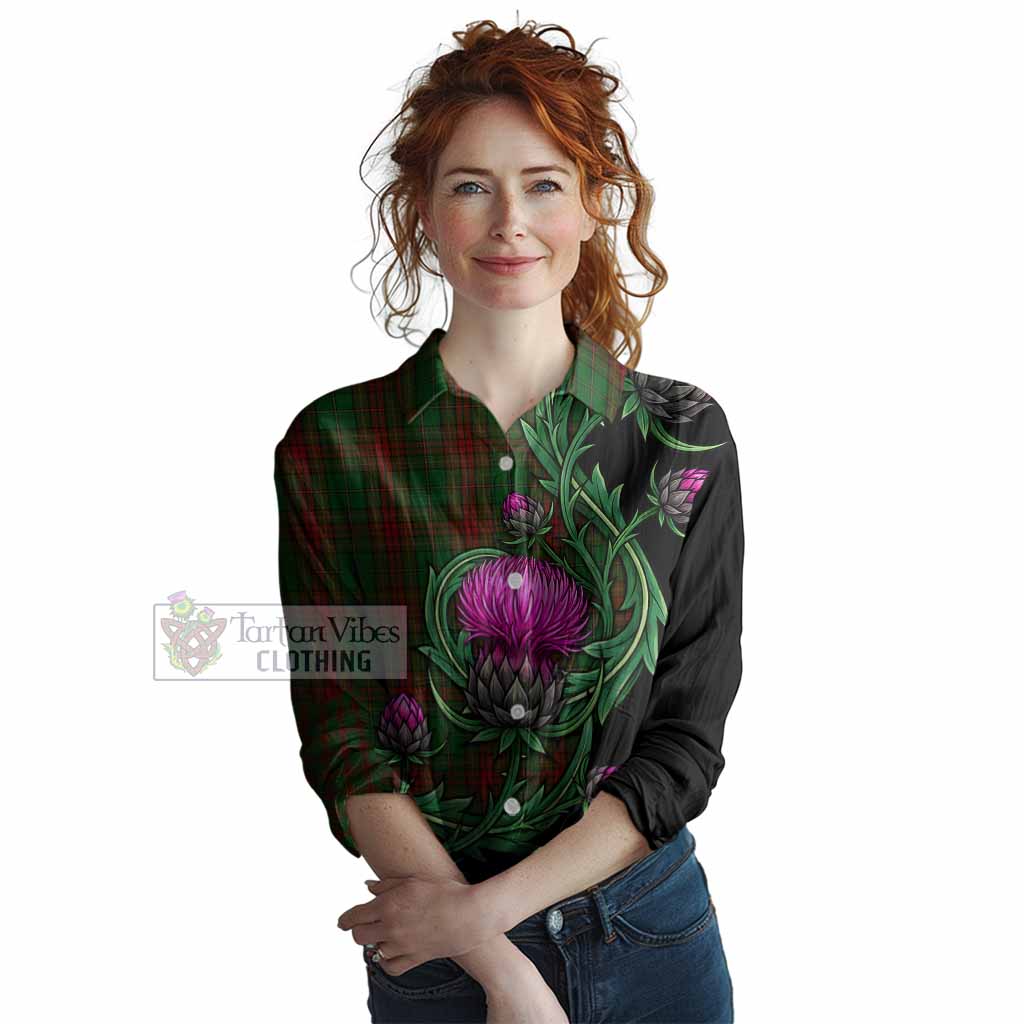Cavan Tartan Women Casual Shirt Resilient Scottish Thistle