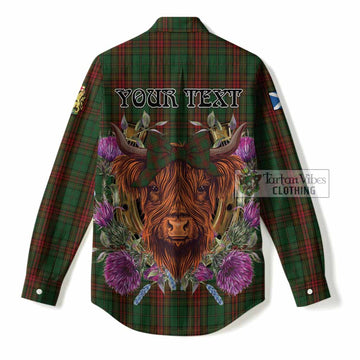 Cavan Tartan Women Casual Shirt Scottish Thistle Heilan Coo
