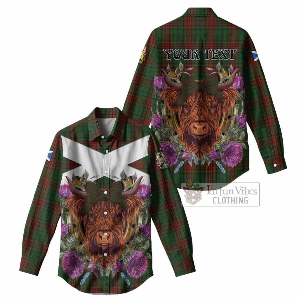 Cavan Tartan Women Casual Shirt Scottish Thistle Heilan Coo