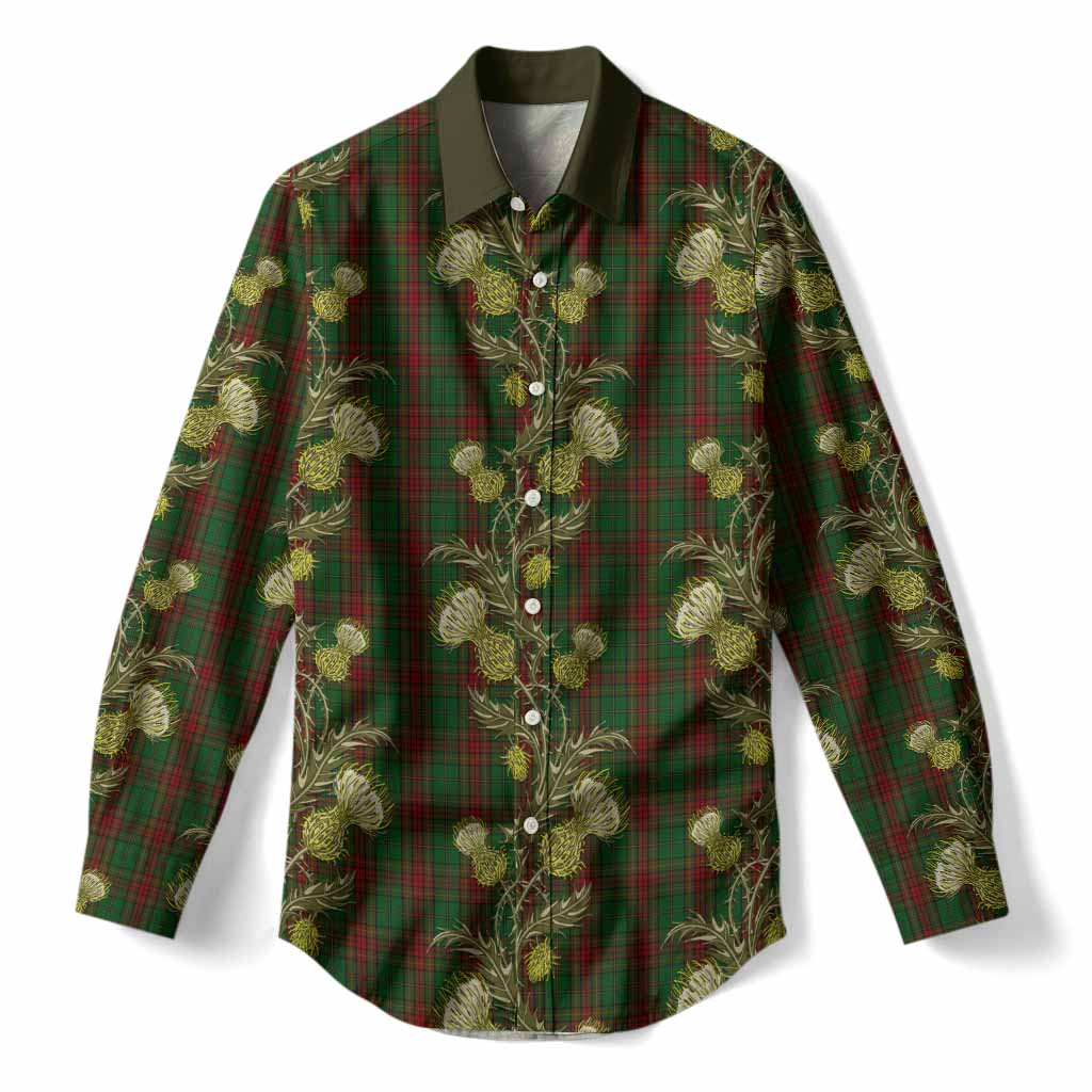 Cavan Tartan Women Casual Shirt Seamless Scottish Thistle Flowers