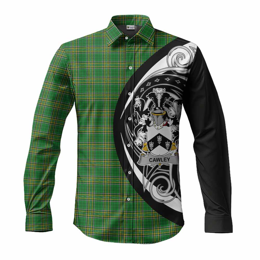 Tartan Vibes Clothing Cawley Irish Clan Long Sleeve Button Shirt Celtic Circle Style