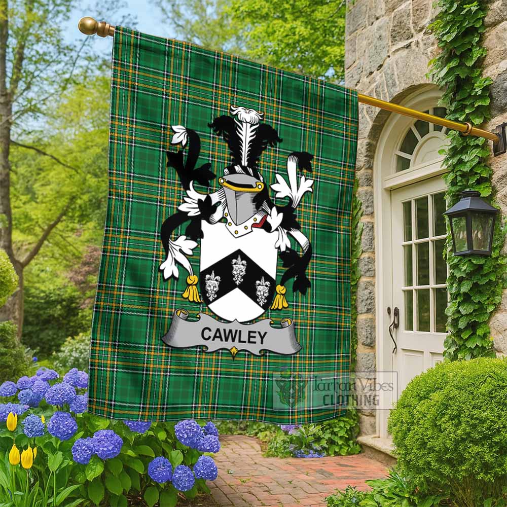 Cawley Irish Clan Tartan Flag with Coat of Arms