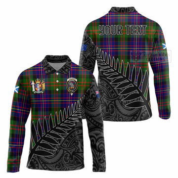 Chalmers Crest Tartan Long Sleeve Polo Shirt with New Zealand Silver Fern Half Style