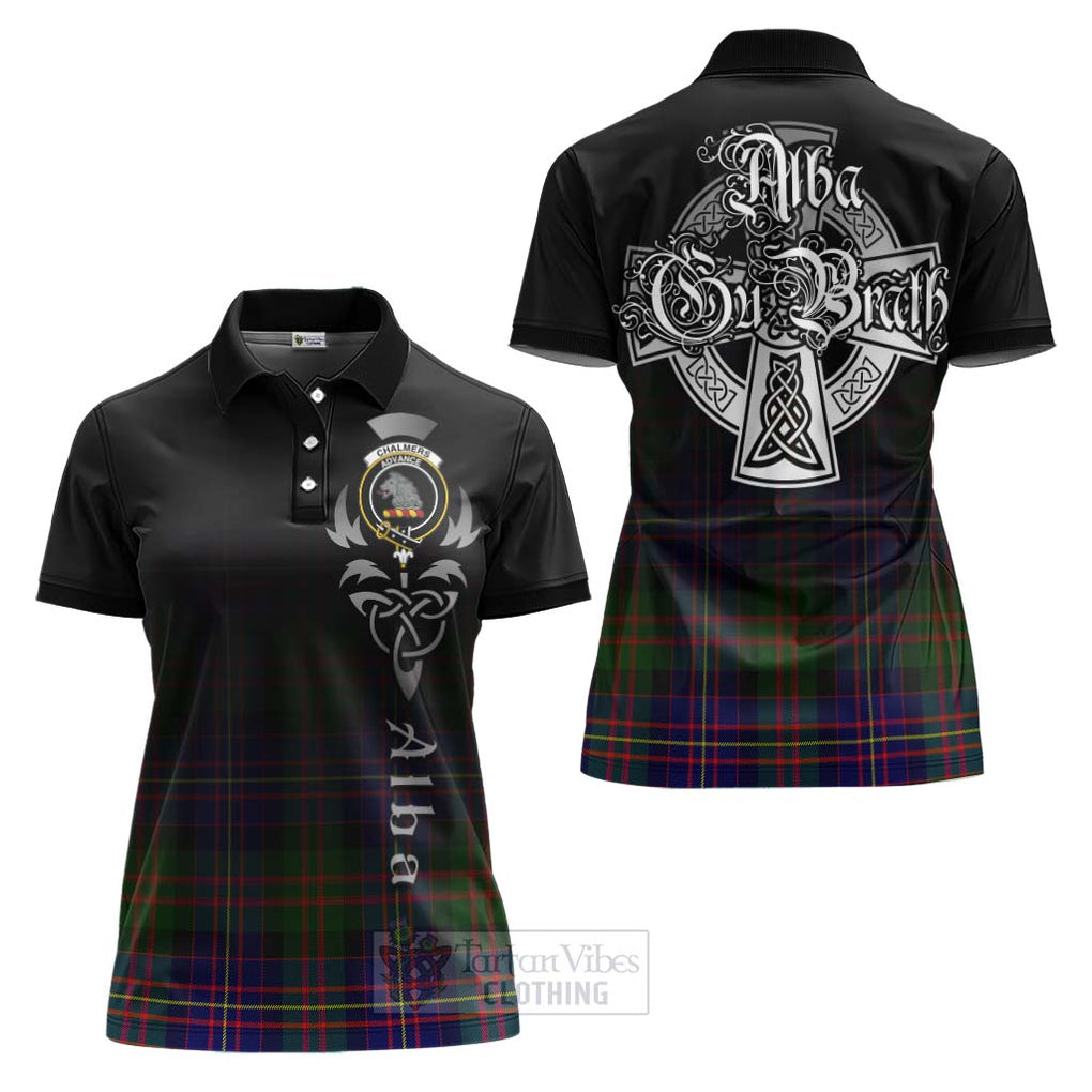 Chalmers Tartan Women's Polo Shirt Featuring Alba Gu Brath Family Crest Celtic Inspired Women - Tartan Vibes Clothing