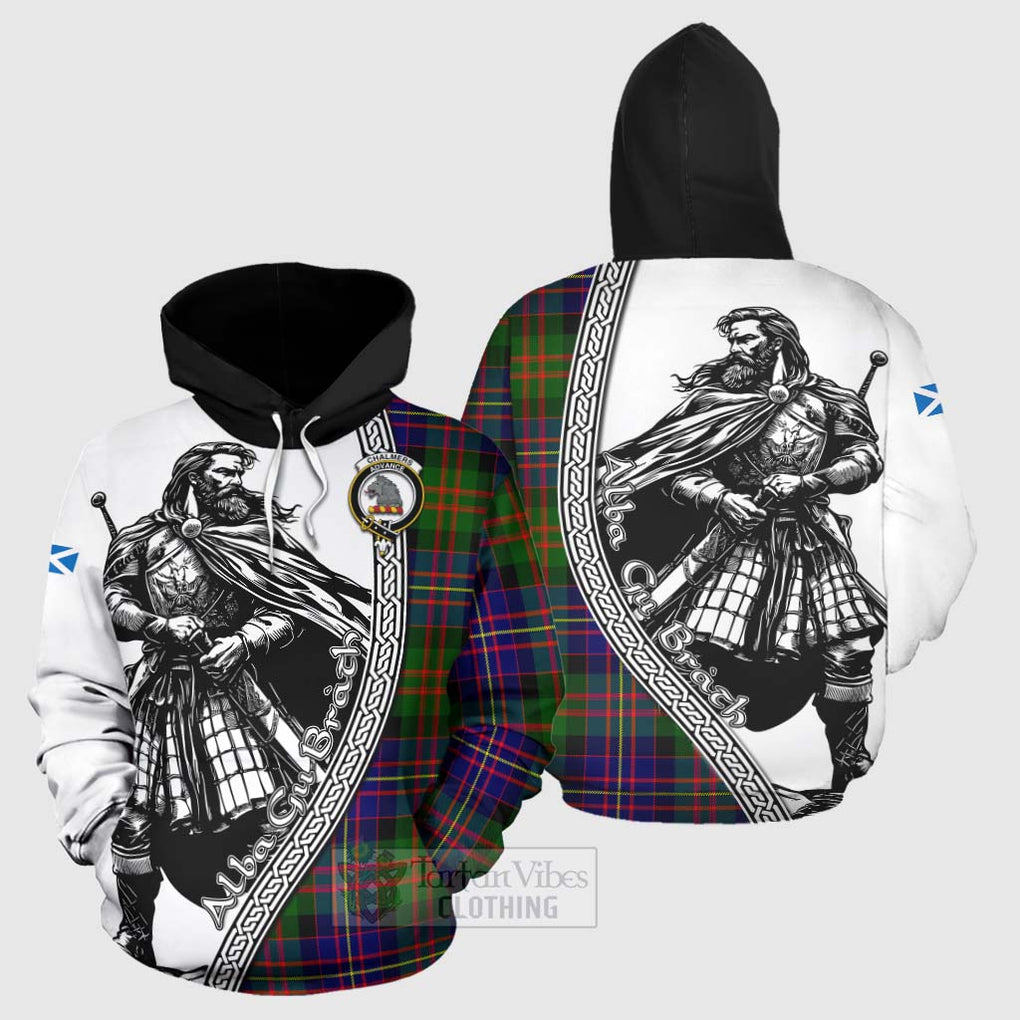 Chalmers Tartan Clan Crest Hoodie with Highlander Warrior Celtic Style Zip Hoodie - Tartan Vibes Clothing