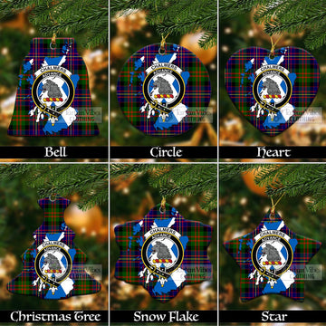 Chalmers Tartan Christmas Ceramic Ornaments with Family Crest and Scotland Map Ceramic - Tartan Vibes Clothing