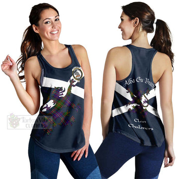 Chalmers Tartan Lion Rampant Women's Racerback Tanks Proudly Display Your Heritage with Alba Gu Brath and Clan Name 4XL - Tartan Vibes Clothing
