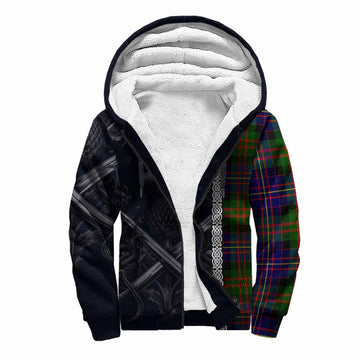 Chalmers Tartan Sherpa Hoodie with Family Crest Cross Sword Thistle Celtic Vibes Unisex S - Tartan Vibes Clothing