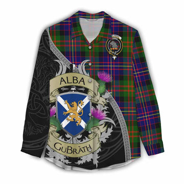 Chalmers Tartan Family Crest Women's Casual Shirt Lion Rampant Royal Thistle Shield Celtic Inspired Female - Tartan Vibes Clothing
