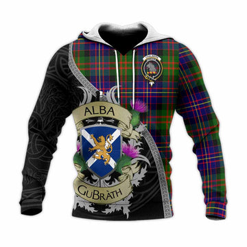 Chalmers Tartan Family Crest Knitted Hoodie Lion Rampant Royal Thistle Shield Celtic Inspired Unisex Knitted Pullover Hoodie - Tartan Vibes Clothing