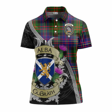 Chalmers Tartan Family Crest Women's Polo Shirt Lion Rampant Royal Thistle Shield Celtic Inspired Women - Tartan Vibes Clothing