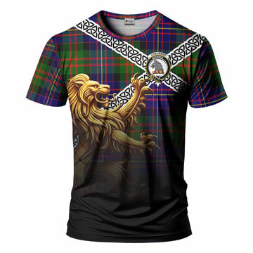 Chalmers Crest Tartan T-Shirt with Golden Lion Emblem Celtic Style