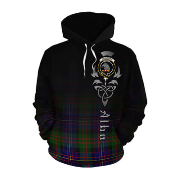 Tartan Vibes Clothing Chalmers Tartan Cotton Hoodie Featuring Alba Gu Brath Family Crest Celtic Inspired