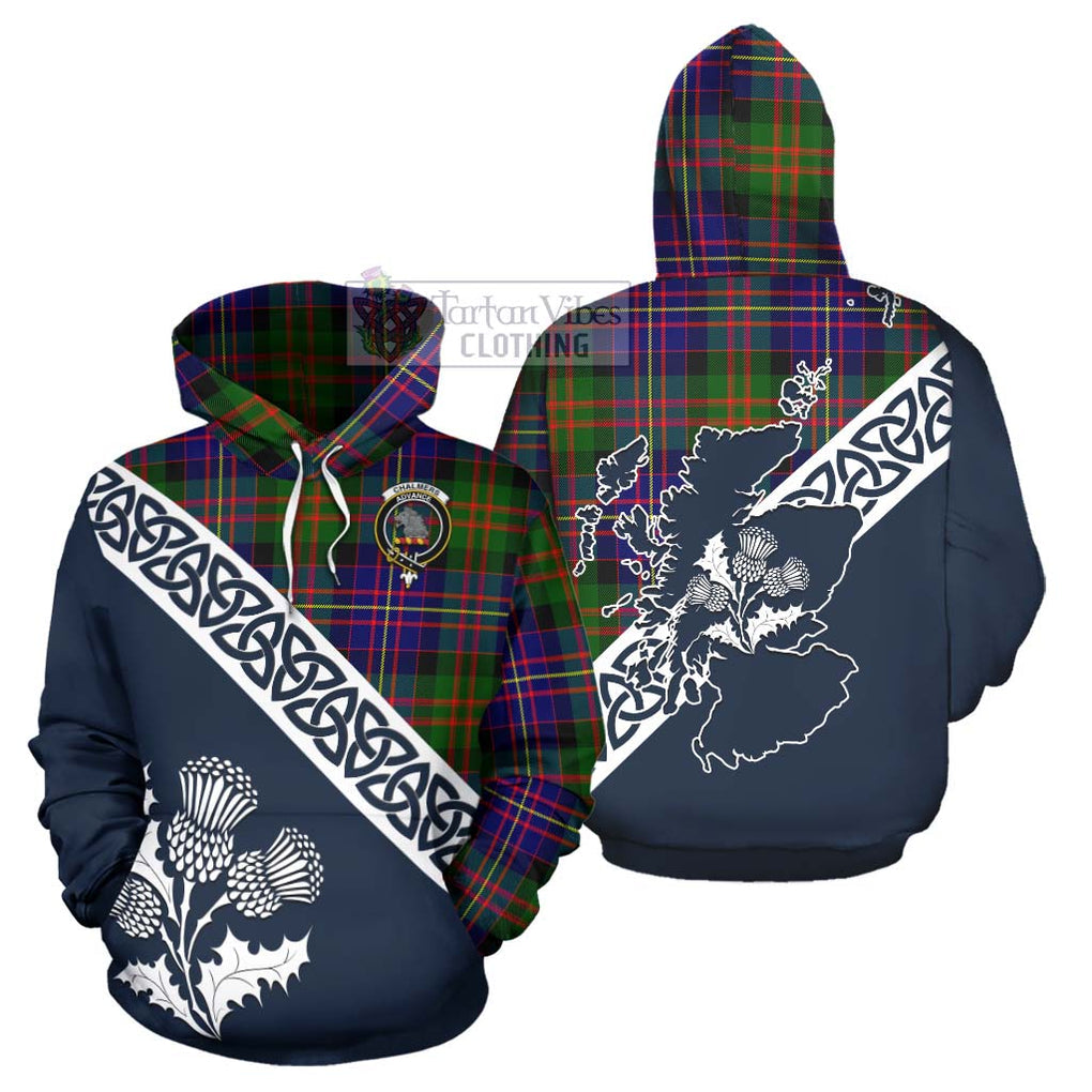 Chalmers Tartan Hoodie Featuring Thistle and Scotland Map Zip Hoodie - Tartan Vibes Clothing