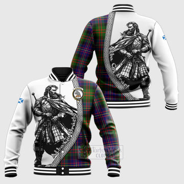 Chalmers Tartan Clan Crest Baseball Jacket with Highlander Warrior Celtic Style Unisex - Tartan Vibes Clothing