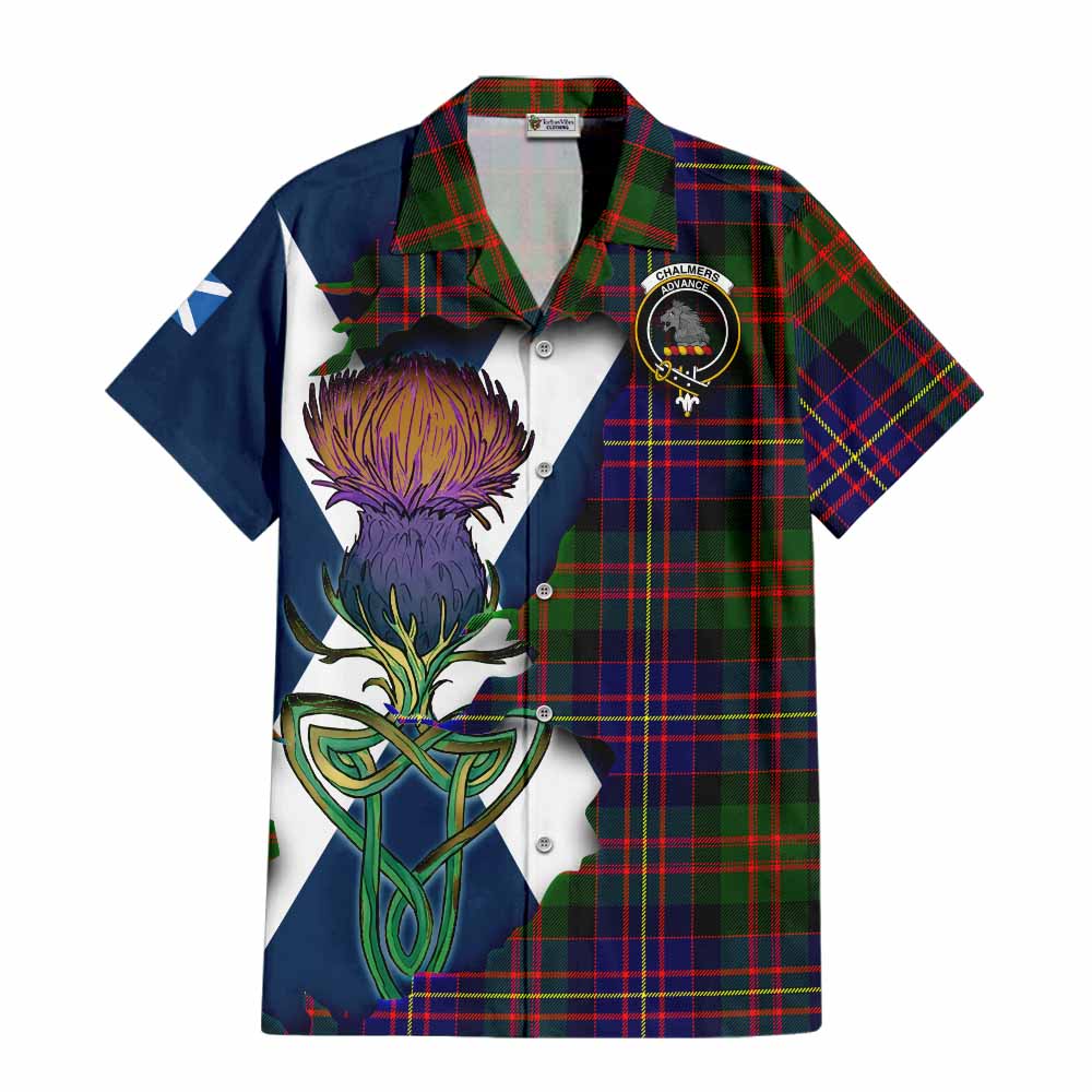 Chalmers Tartan Family Crest Hawaiian Shirt Scottish Thistle Celtic Inspired Kid - Tartan Vibes Clothing