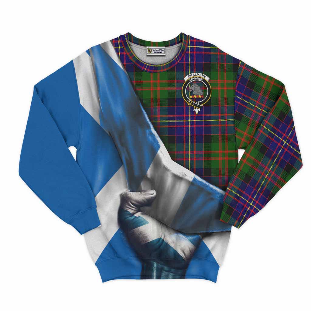 Chalmers Tartan Sweatshirt with Family Crest Scotland Patriotic Style Unisex - Tartan Vibes Clothing