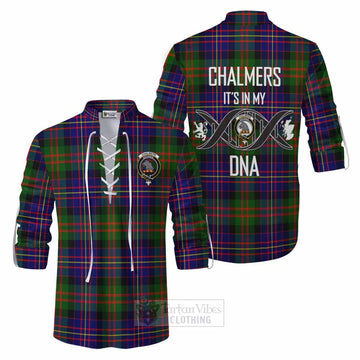 Chalmers Tartan Ghillie Kilt Shirt with Family Crest DNA In Me Style Men - Tartan Vibes Clothing