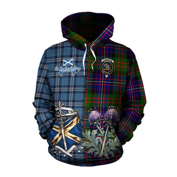 Chalmers Tartan Cotton Hoodie Happy St. Andrew's Day Half Tartan Style Pullover Hoodie XS - Tartan Vibes Clothing