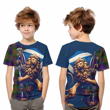 Chalmers Tartan Family Crest Kid T-Shirt with Scottish Majestic Lion Youth XL Size14 - Tartan Vibes Clothing