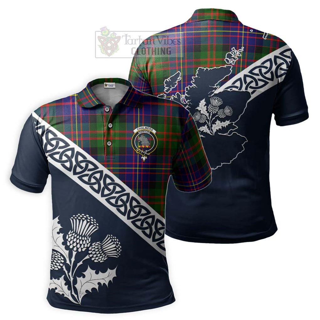 Chalmers Tartan Polo Shirt Featuring Thistle and Scotland Map Kid - Tartanvibesclothing Store