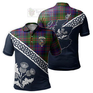 Chalmers Tartan Polo Shirt Featuring Thistle and Scotland Map Kid - Tartanvibesclothing Store
