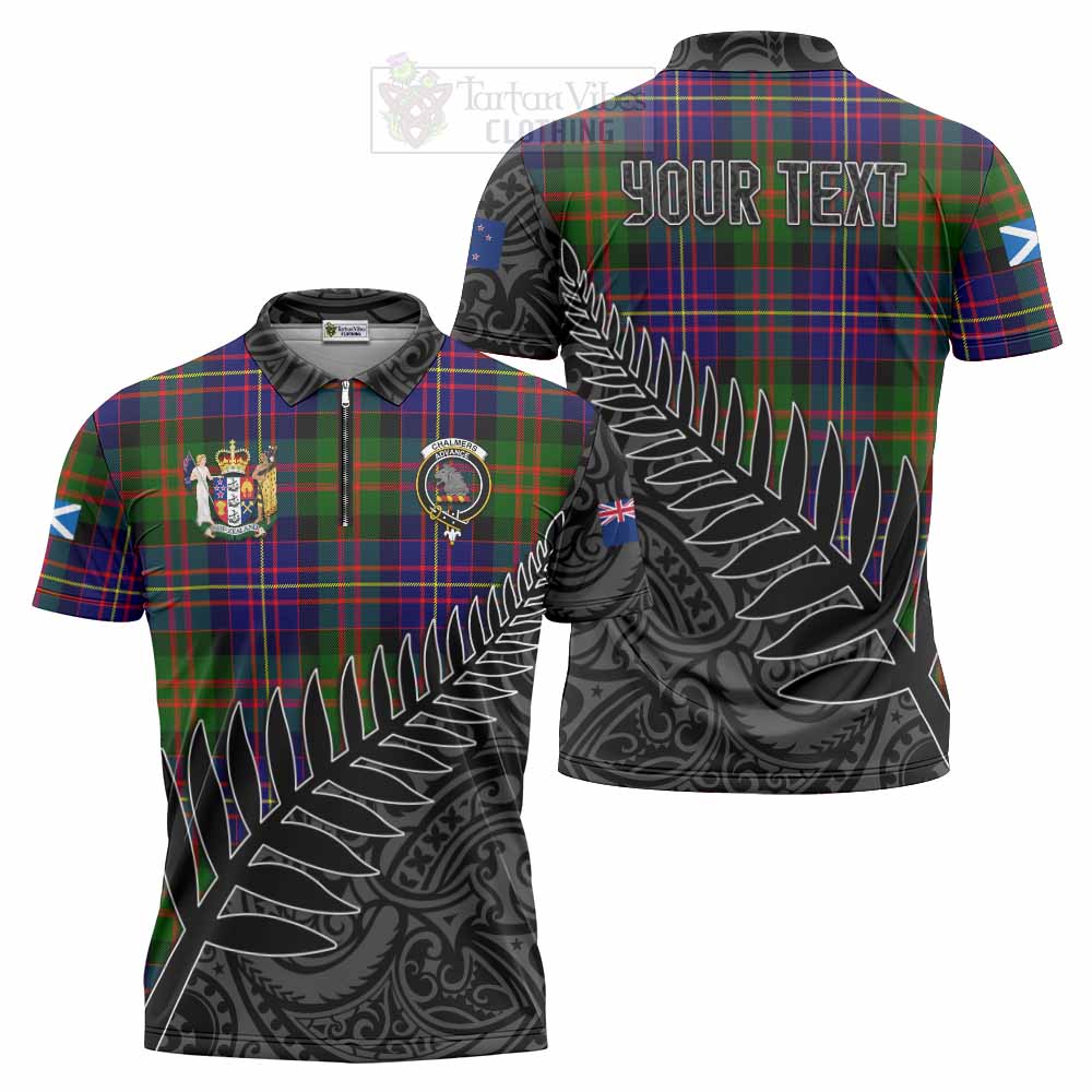 Tartan Vibes Clothing Chalmers Crest Tartan Zipper Polo Shirt with New Zealand Silver Fern Half Style
