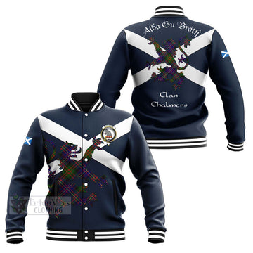 Chalmers Tartan Lion Rampant Baseball Jacket Proudly Display Your Heritage with Alba Gu Brath and Clan Name Unisex - Tartan Vibes Clothing