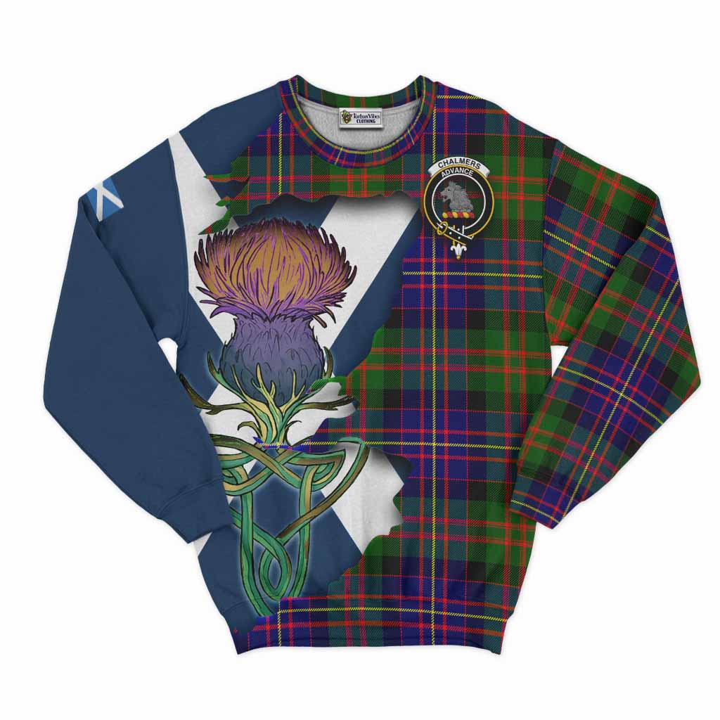 Chalmers Tartan Family Crest Sweatshirt Scottish Thistle Celtic Inspired Unisex - Tartan Vibes Clothing