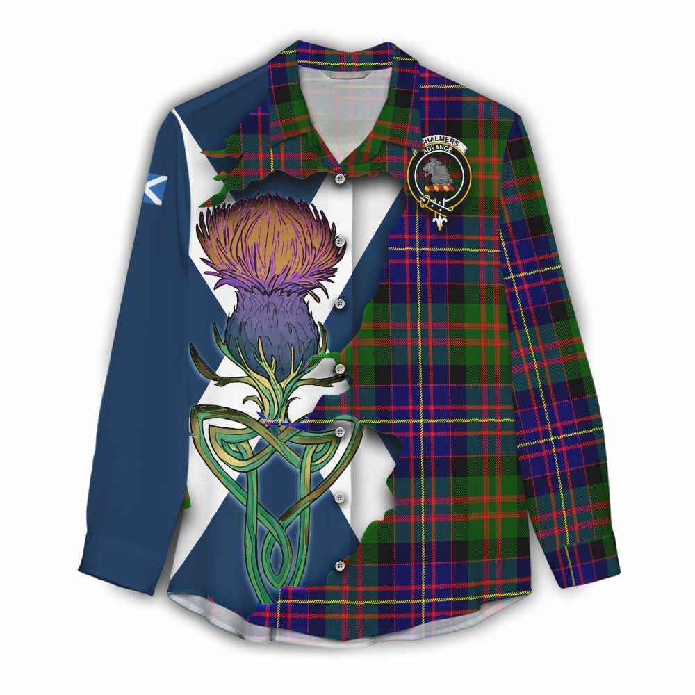 Chalmers Tartan Family Crest Women's Casual Shirt Scottish Thistle Celtic Inspired Female - Tartan Vibes Clothing