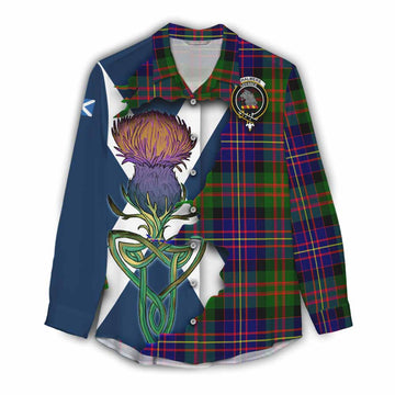 Tartan Vibes Clothing Chalmers Tartan Family Crest Women's Casual Shirt Scottish Thistle Celtic Inspired