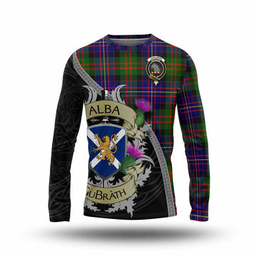 Chalmers Tartan Family Crest Long Sleeve T-Shirt Lion Rampant Royal Thistle Shield Celtic Inspired Unisex - Tartan Vibes Clothing