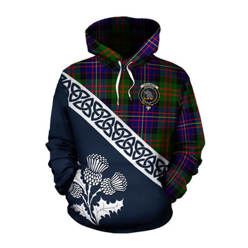 Chalmers Tartan Cotton Hoodie Featuring Thistle and Scotland Map Pullover Hoodie XS - Tartan Vibes Clothing