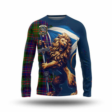 Chalmers Tartan Family Crest Long Sleeve T-Shirt with Scottish Majestic Lion Unisex - Tartan Vibes Clothing