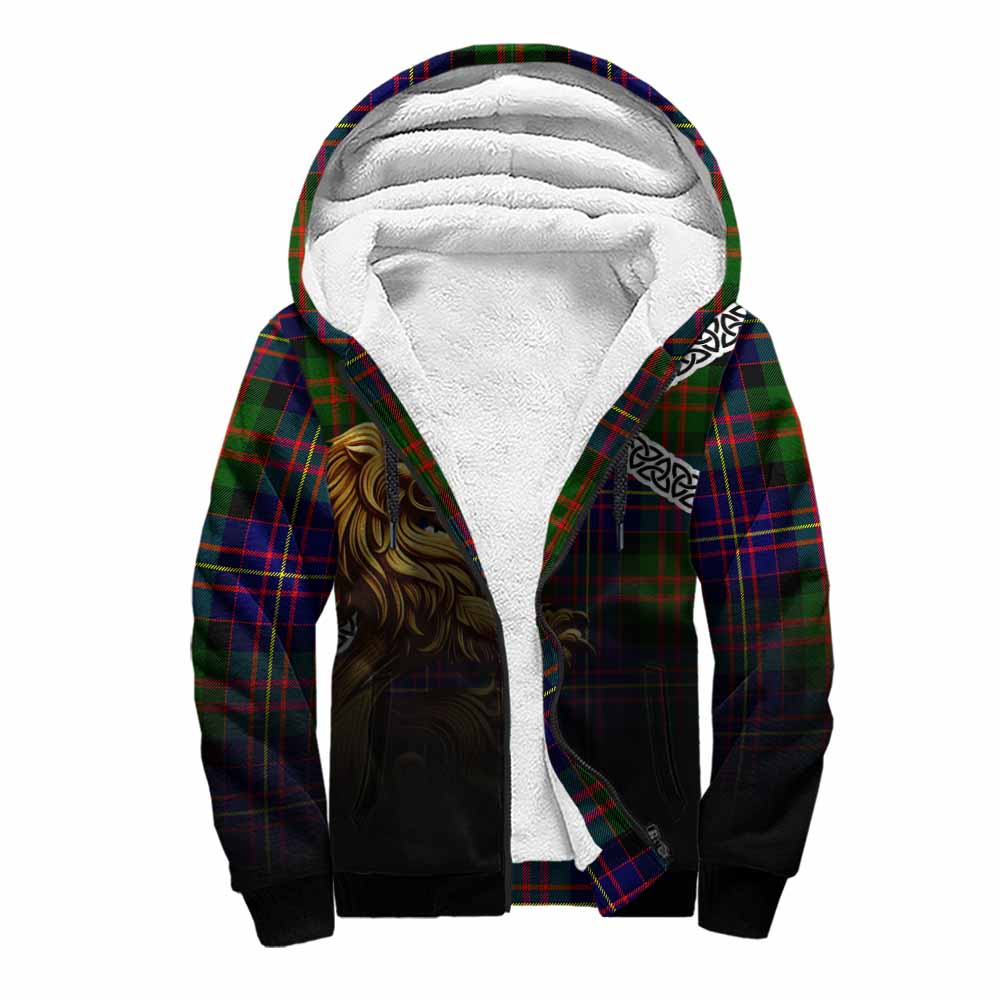 Chalmers Crest Tartan Sherpa Hoodie with Golden Lion Emblem Celtic Style Unisex S - Tartan Vibes Clothing