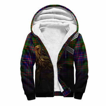 Chalmers Crest Tartan Sherpa Hoodie with Golden Lion Emblem Celtic Style Unisex S - Tartan Vibes Clothing