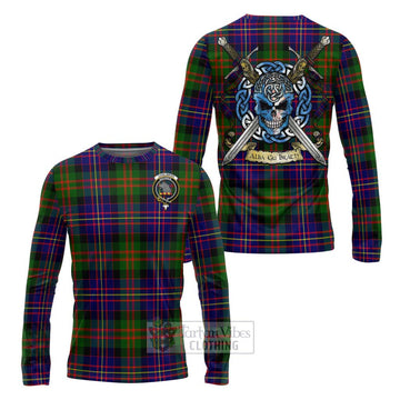 Chalmers Tartan Long Sleeve T-Shirt with Family Crest Celtic Skull Style Unisex - Tartan Vibes Clothing