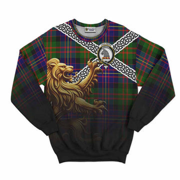 Chalmers Crest Tartan Sweatshirt with Golden Lion Emblem Celtic Style Unisex - Tartan Vibes Clothing