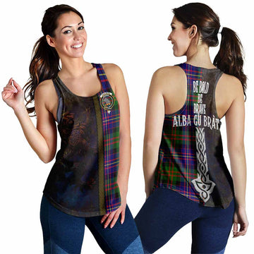 Chalmers Tartan Family Crest Women's Racerback Tanks Alba Gu Brath Be Brave Lion Ancient Style 4XL - Tartan Vibes Clothing