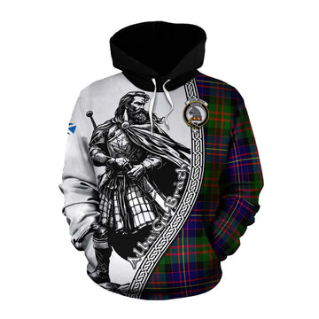 Chalmers Tartan Clan Crest Cotton Hoodie with Highlander Warrior Celtic Style Pullover Hoodie XS - Tartan Vibes Clothing