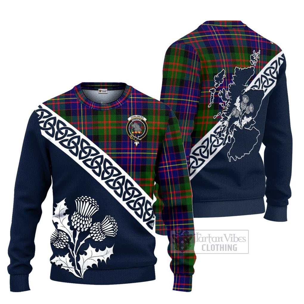 Chalmers Tartan Ugly Sweater Featuring Thistle and Scotland Map Unisex - Tartan Vibes Clothing