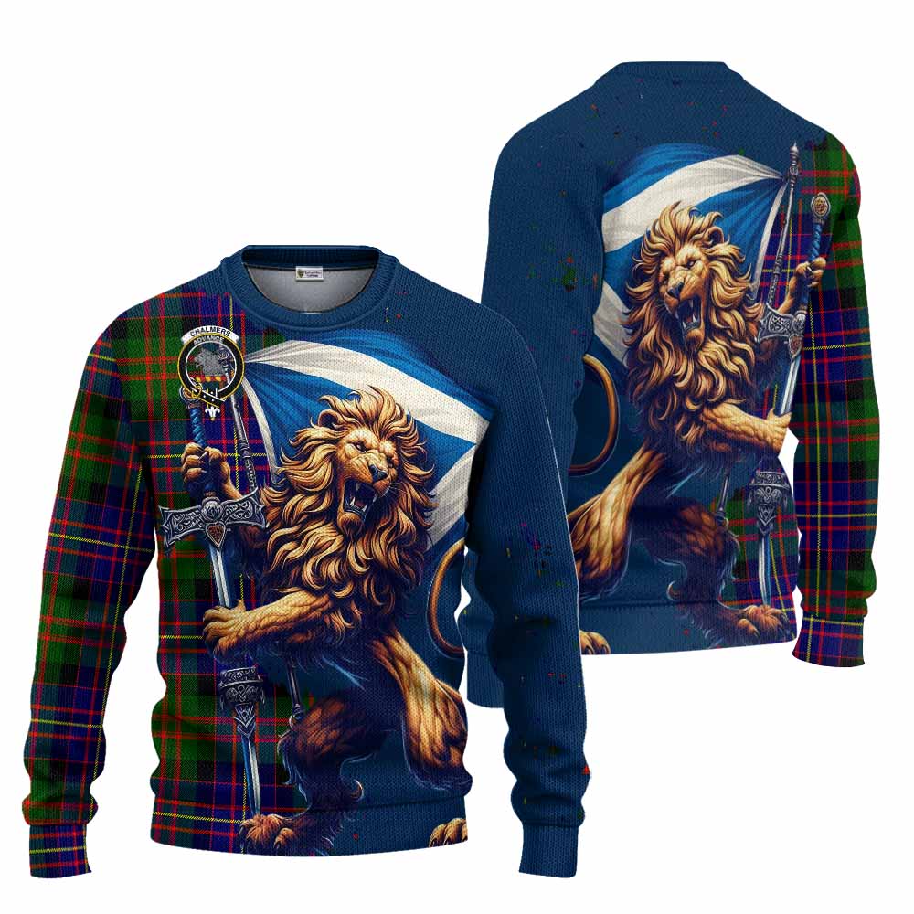 Chalmers Tartan Family Crest Knitted Sweater with Scottish Majestic Lion Unisex - Tartan Vibes Clothing