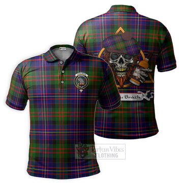 Chalmers Tartan Polo Shirt with Family Crest and Bearded Skull Holding Bottles of Whiskey Kid - Tartan Vibes Clothing